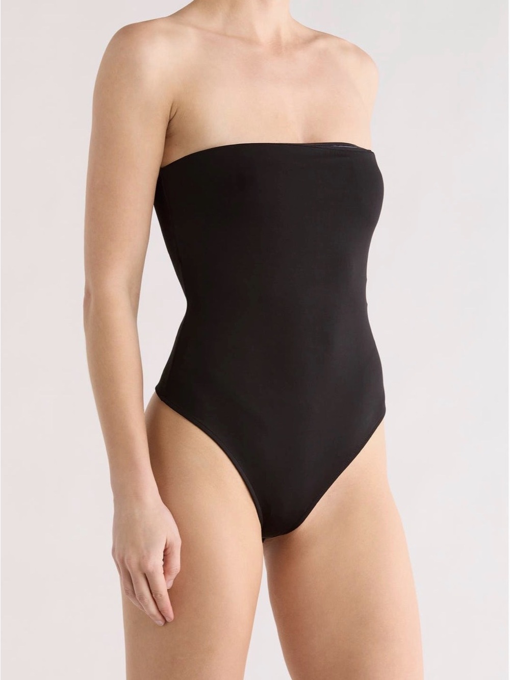 NWT Alice & Olivia Black Bandeau Bodysuit with exposed zipper, Size Medium